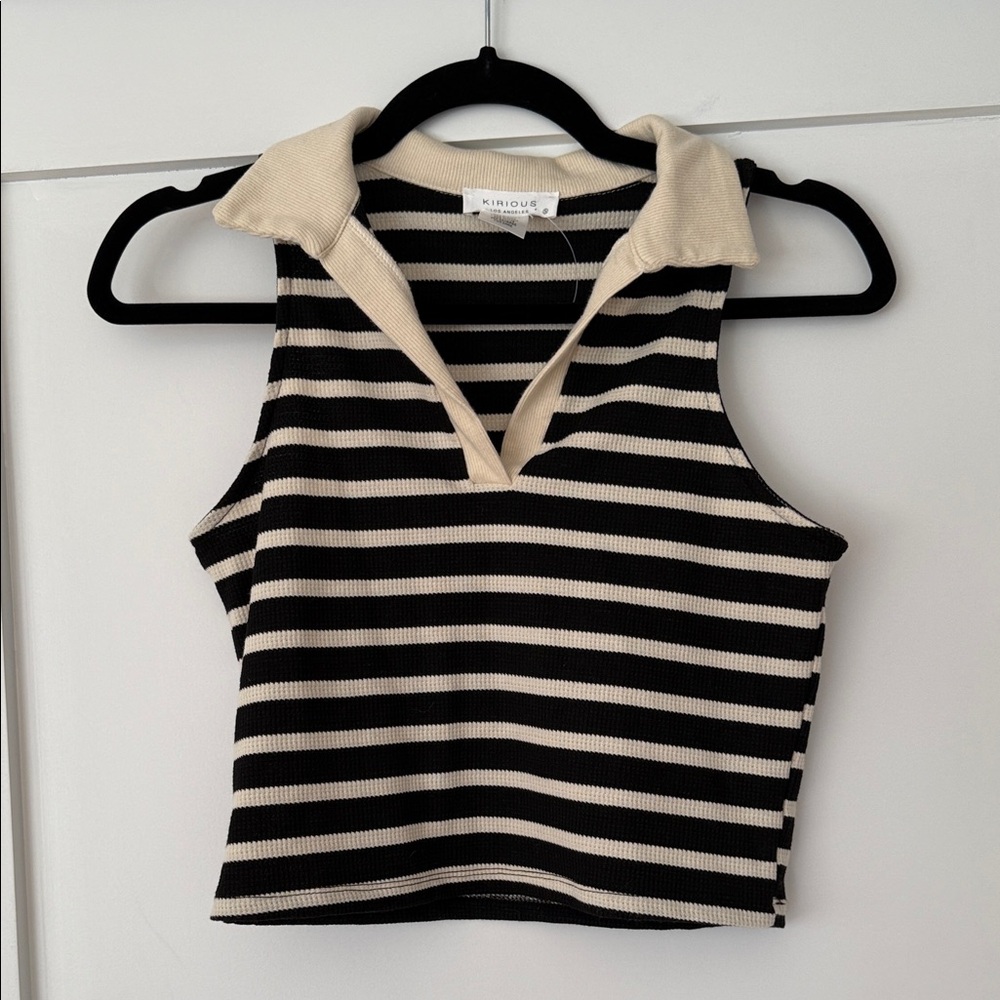 Black and Cream Striped Women's Top